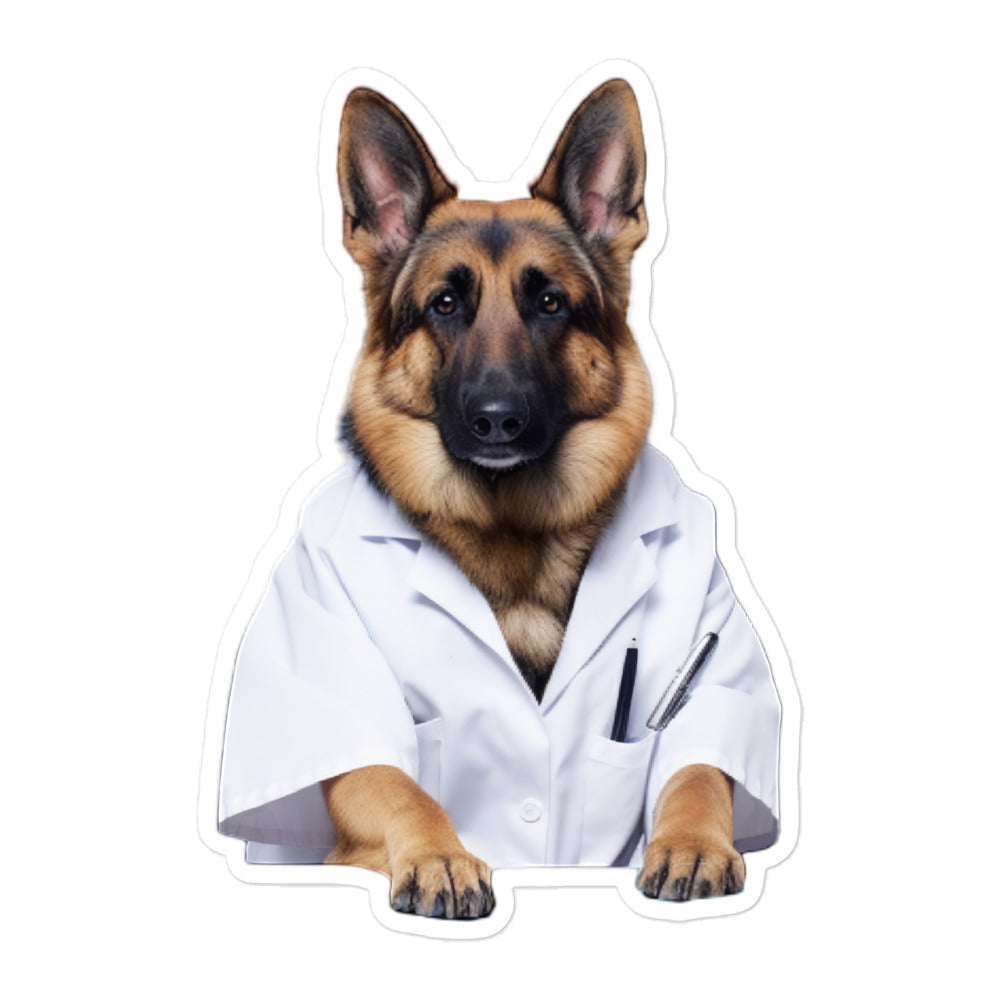 German Shepherd Pharmacist Sticker - Stickerfy.ai