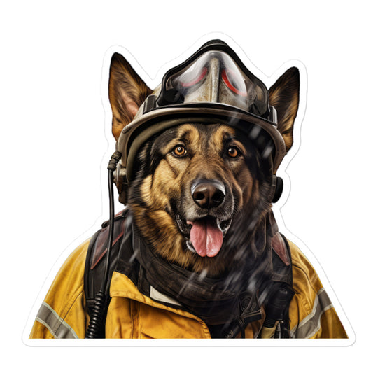 German Shepherd Firefighter Sticker - Stickerfy.ai
