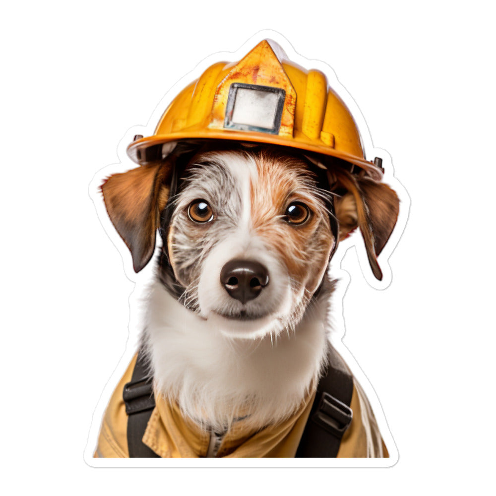 Jack Russell Terrier Firefighter Sticker - Stickerfy.ai