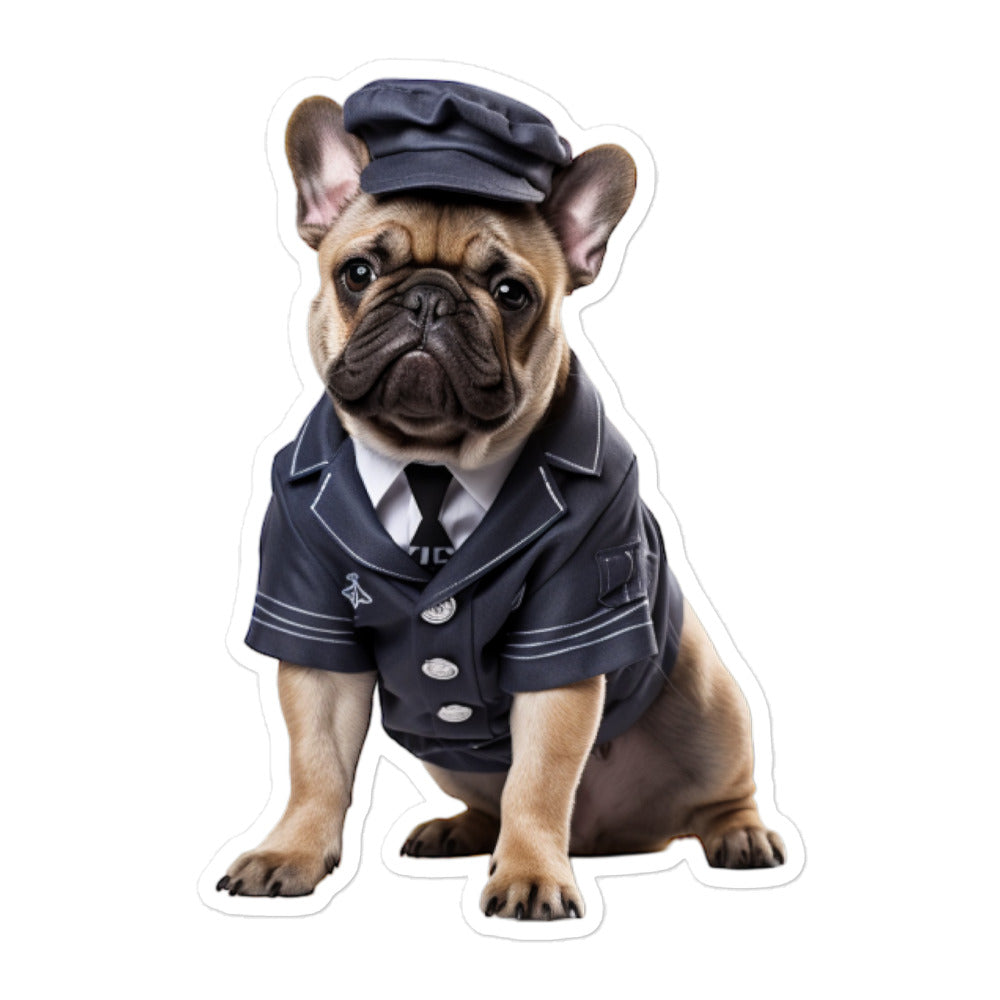 French Bulldog Security Officer Sticker - Stickerfy.ai