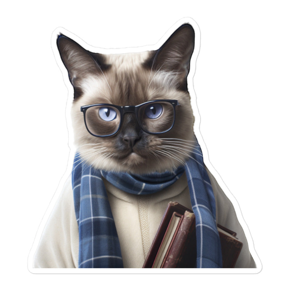 Siamese Student Sticker - Stickerfy.ai