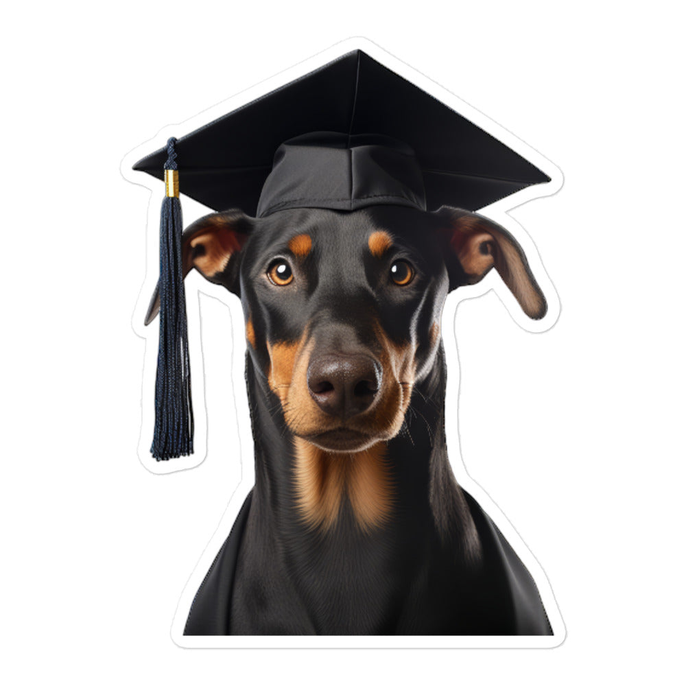 Doberman Student Sticker - Stickerfy.ai