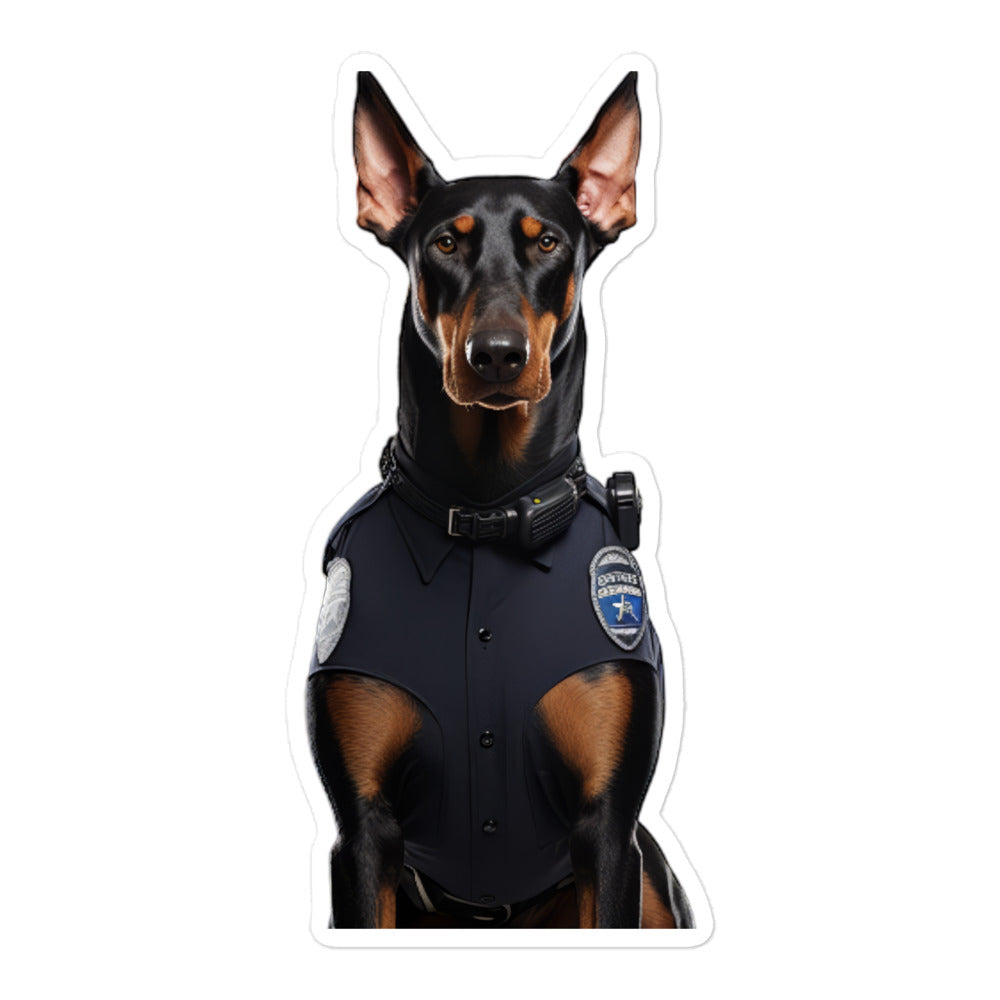 Doberman Security Officer Sticker - Stickerfy.ai