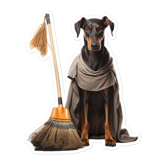 Doberman Janitor Sticker - Stickerfy.ai