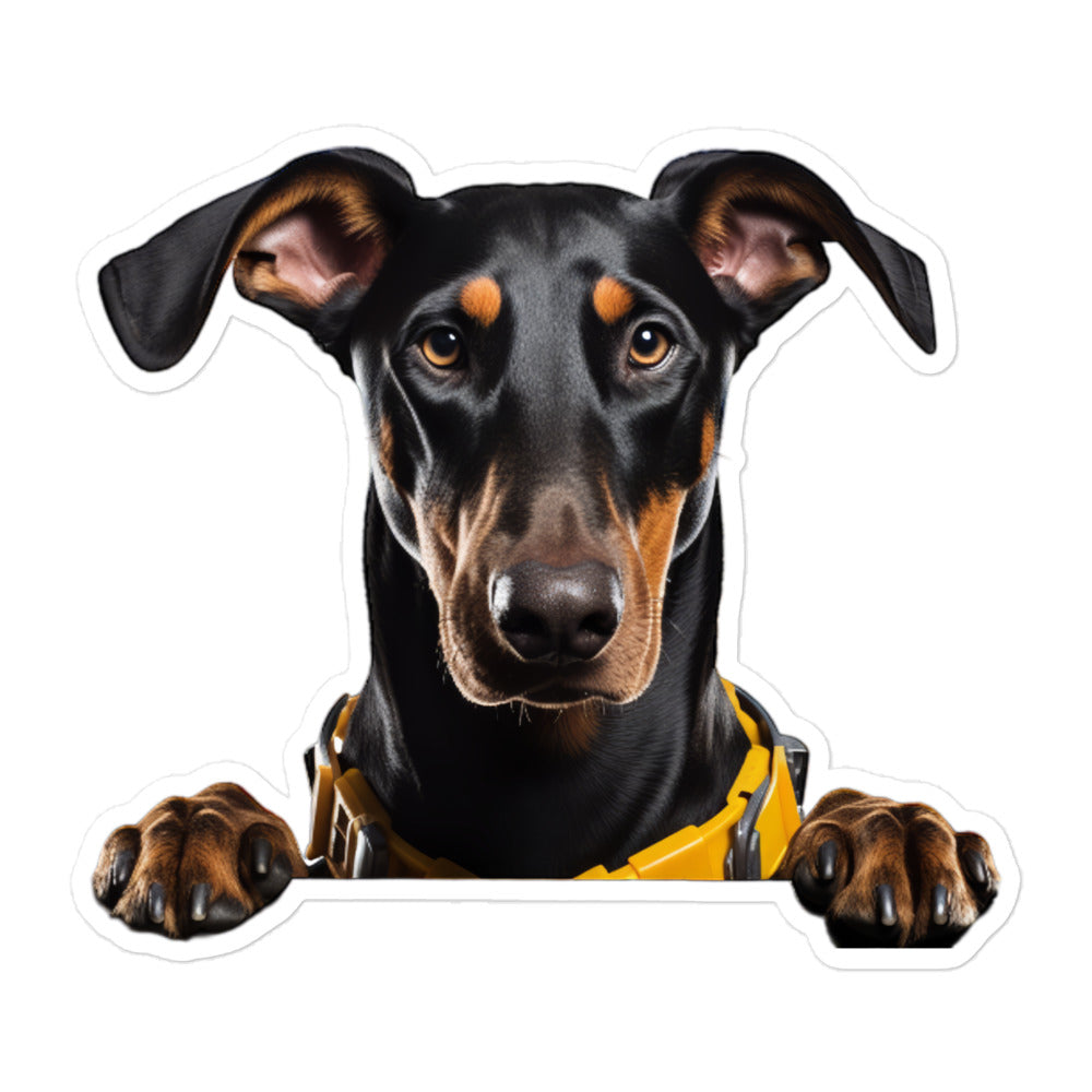 Doberman Contractor Sticker - Stickerfy.ai