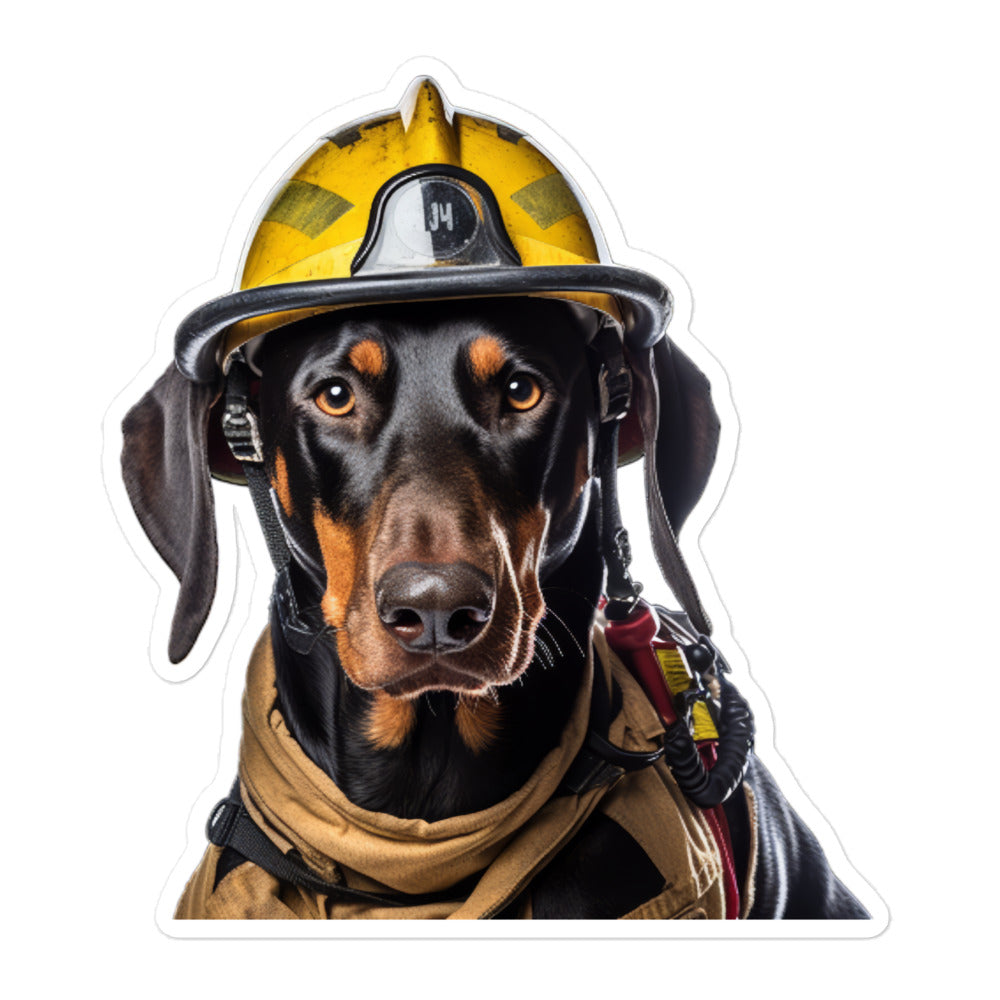 Doberman Firefighter Sticker - Stickerfy.ai