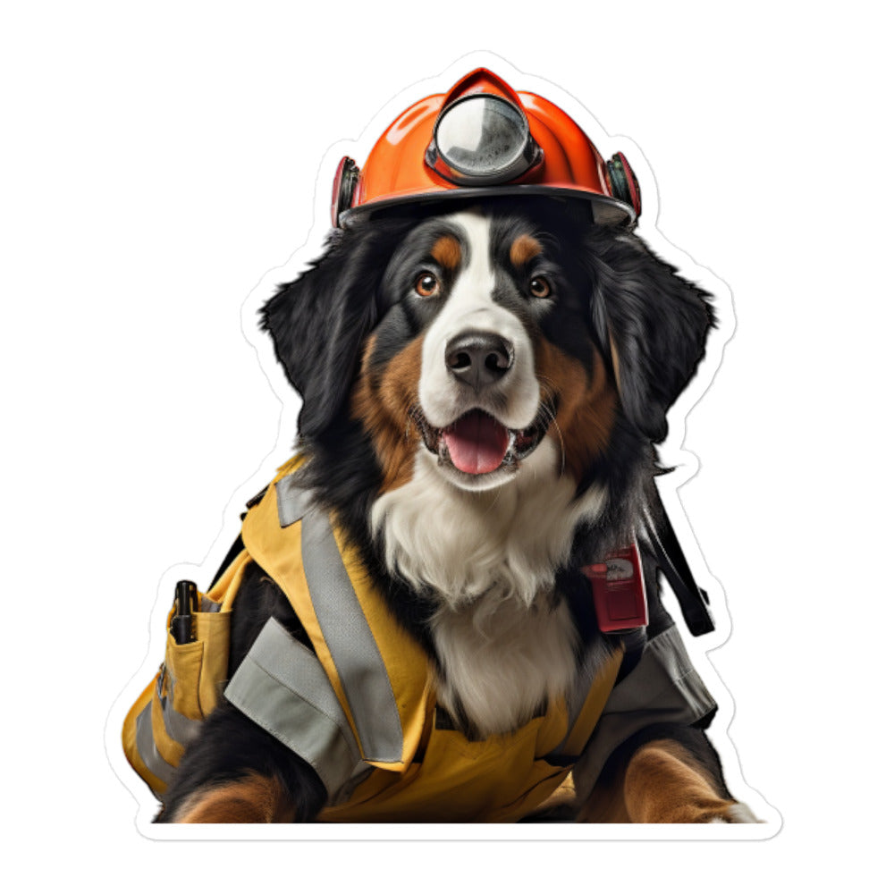 Bernese Mountain Firefighter Sticker - Stickerfy.ai