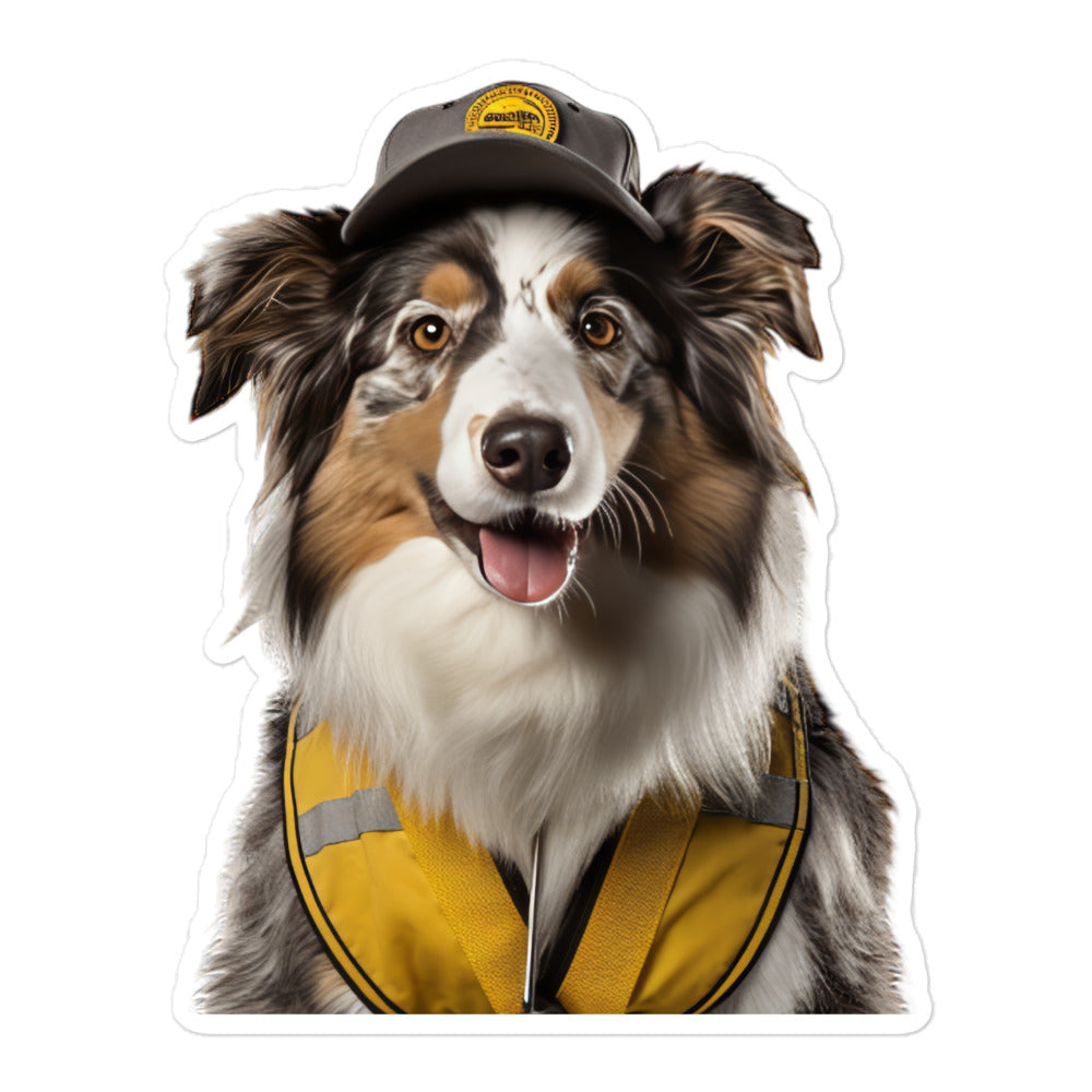 Australian Shepherd Transit Operator Sticker - Stickerfy.ai