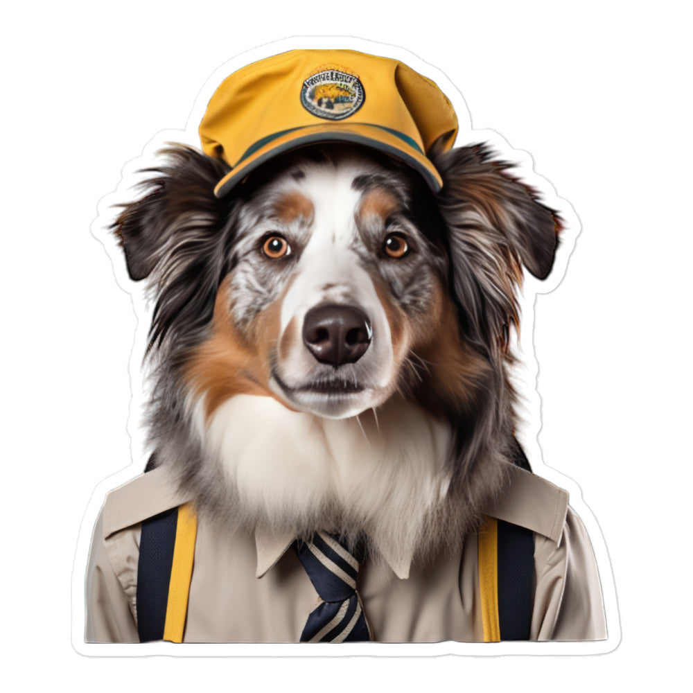 Australian Shepherd Transit Operator Sticker - Stickerfy.ai