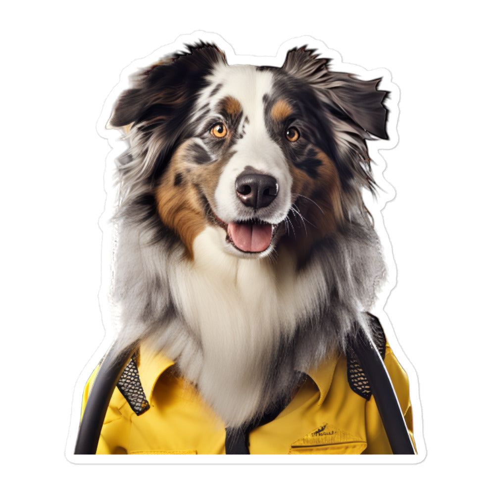 Australian Shepherd Transit Operator Sticker - Stickerfy.ai