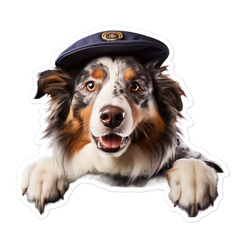 Australian Shepherd Transit Operator Sticker - Stickerfy.ai