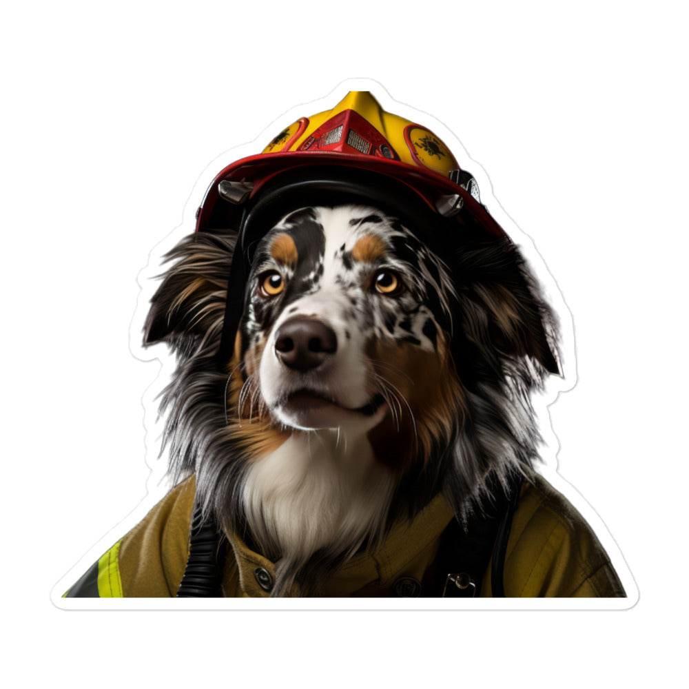 Australian Shepherd Firefighter Sticker - Stickerfy.ai