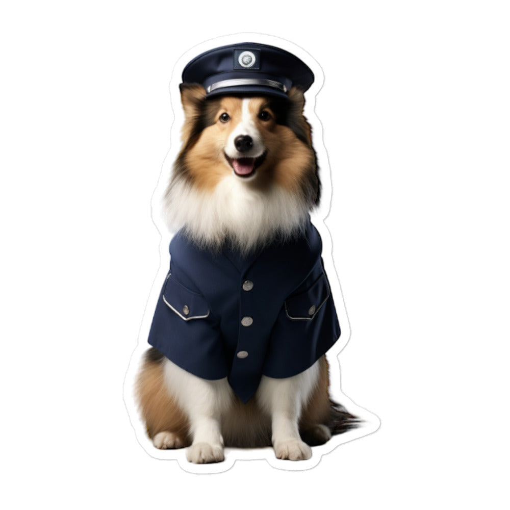 Shetland Sheepdog Security Officer Sticker - Stickerfy.ai
