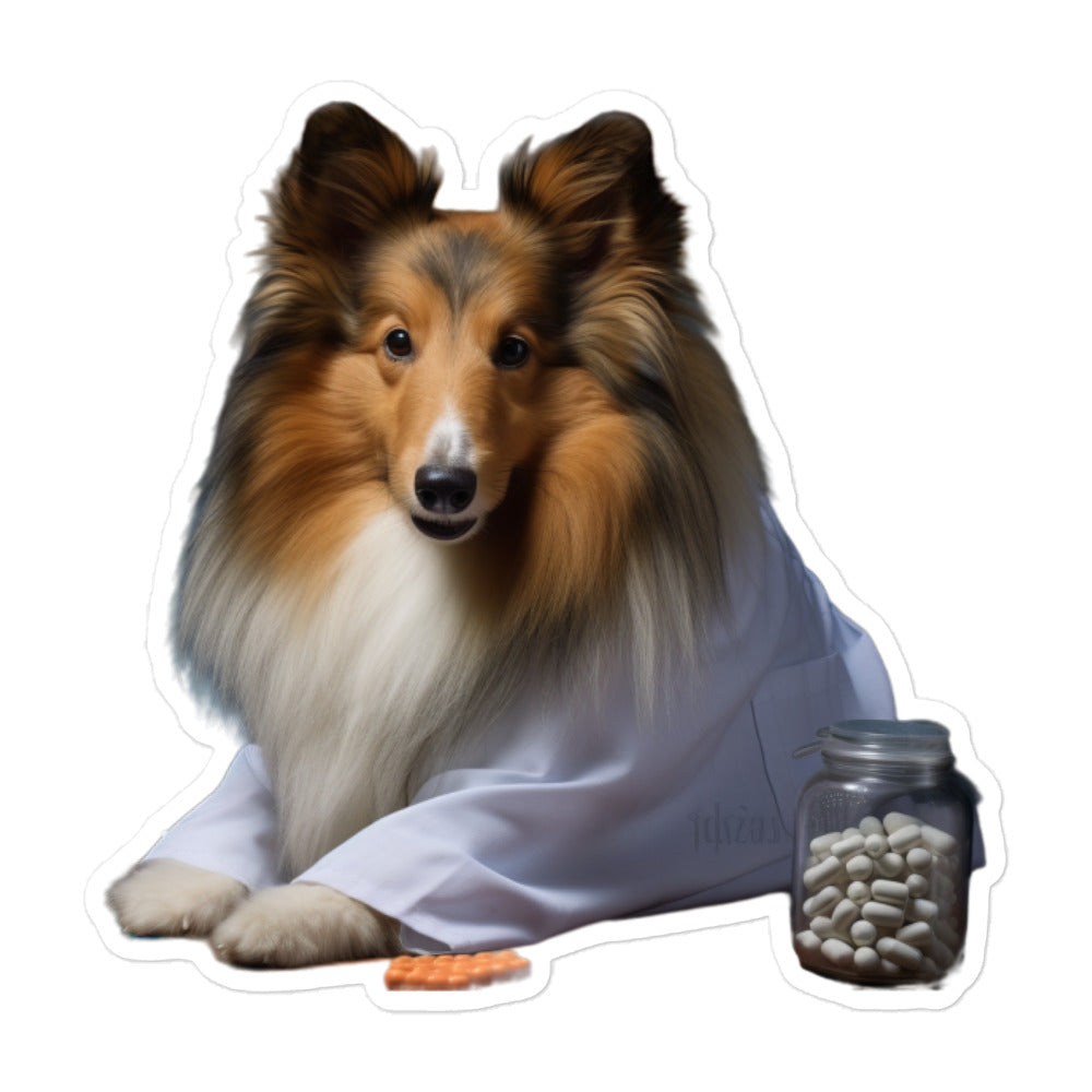 Shetland Sheepdog Pharmacist Sticker - Stickerfy.ai