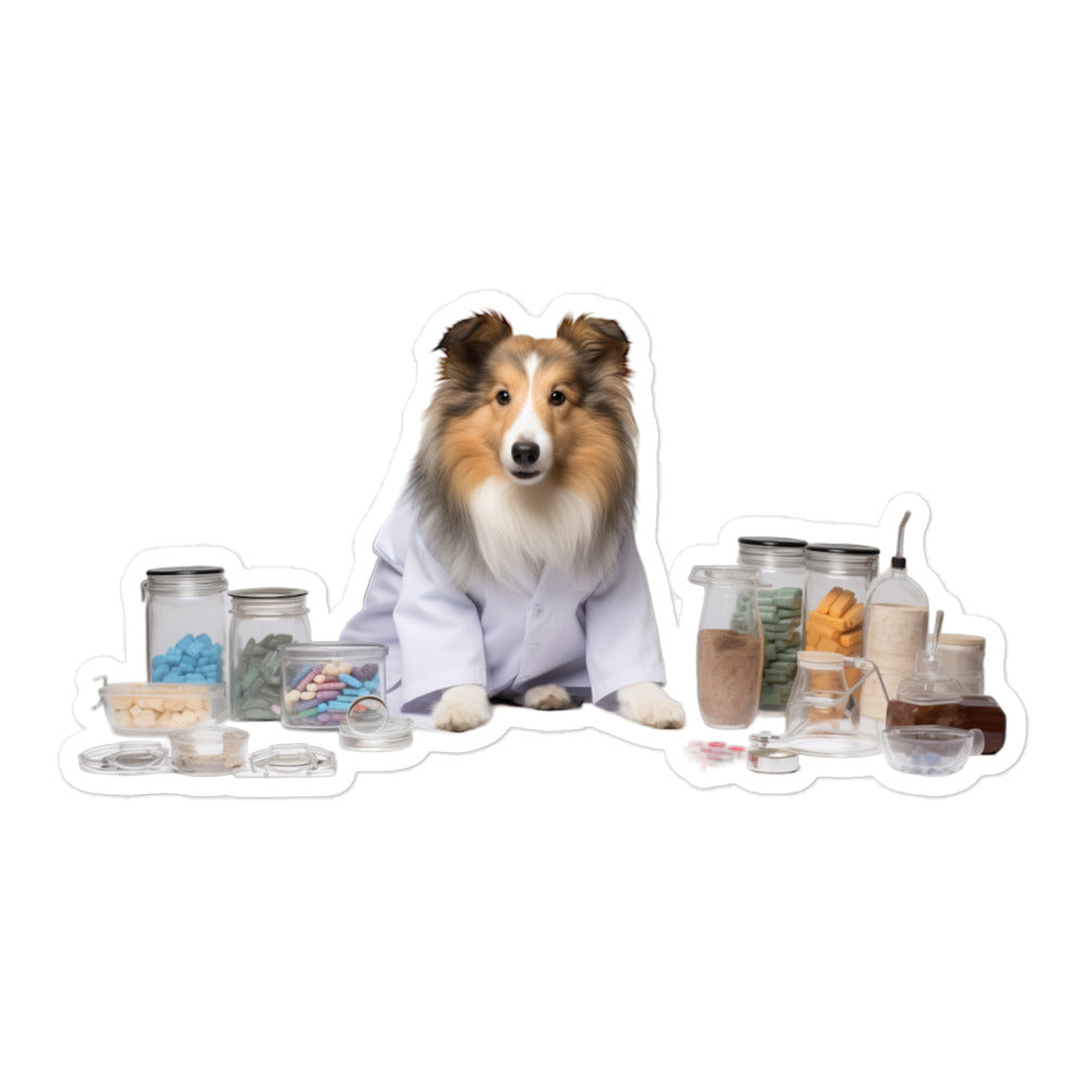 Shetland Sheepdog Pharmacist Sticker - Stickerfy.ai