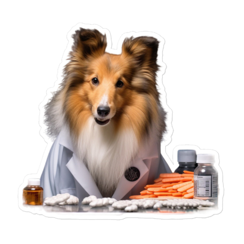 Shetland Sheepdog Pharmacist Sticker - Stickerfy.ai