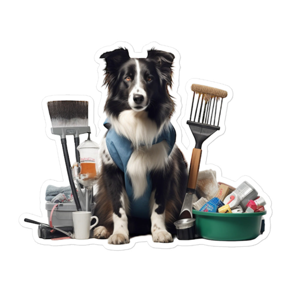 Border Collie Janitor Sticker - Stickerfy.ai