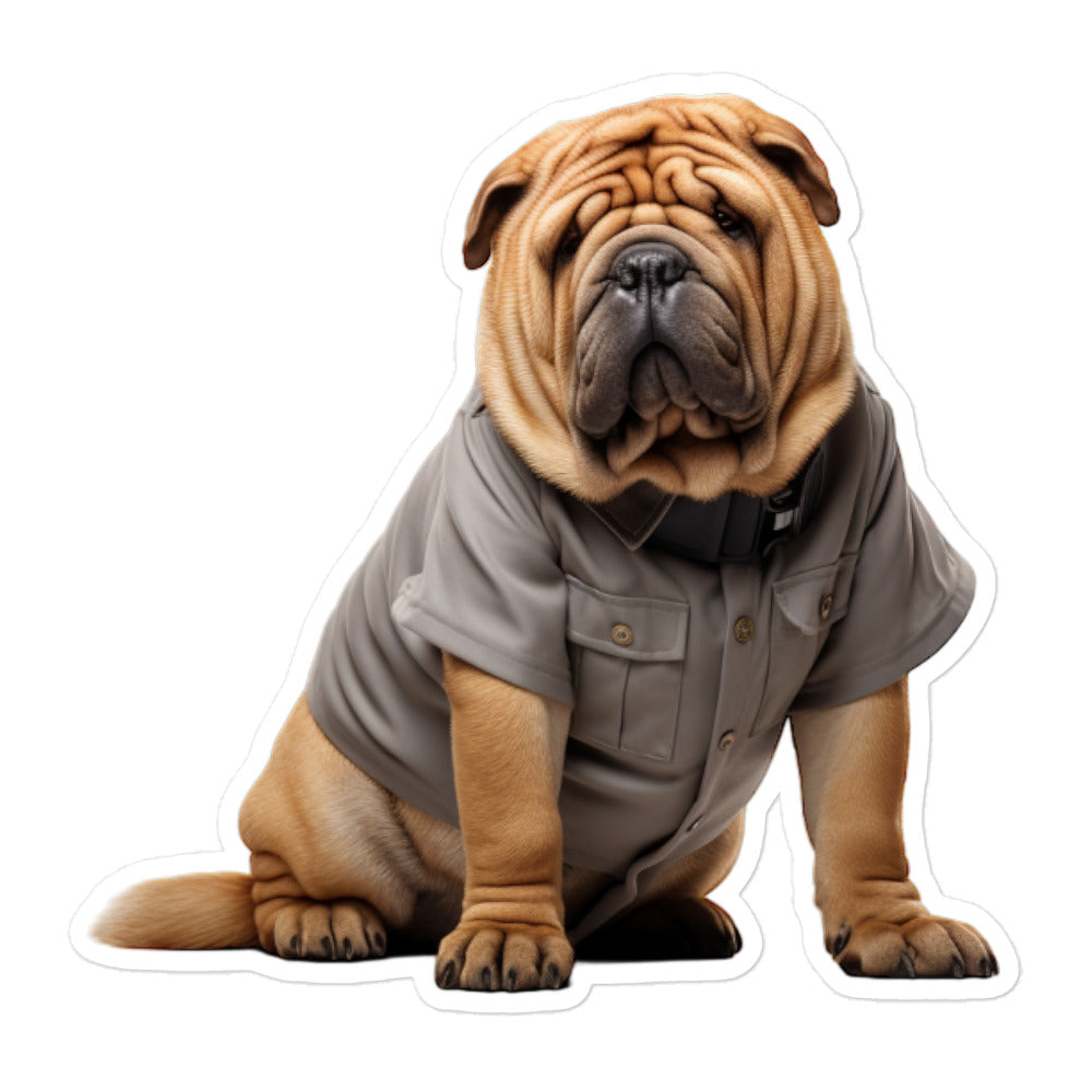 Shar Pei Security Officer Sticker - Stickerfy.ai