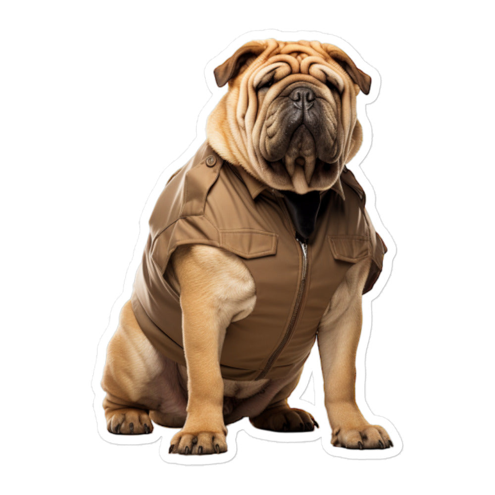 Shar Pei Security Officer Sticker - Stickerfy.ai