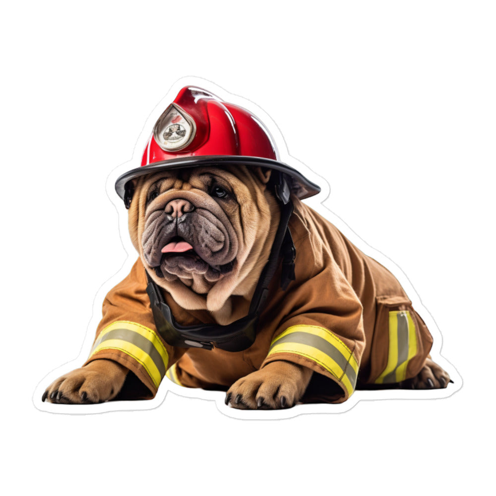 Shar Pei Firefighter Sticker - Stickerfy.ai