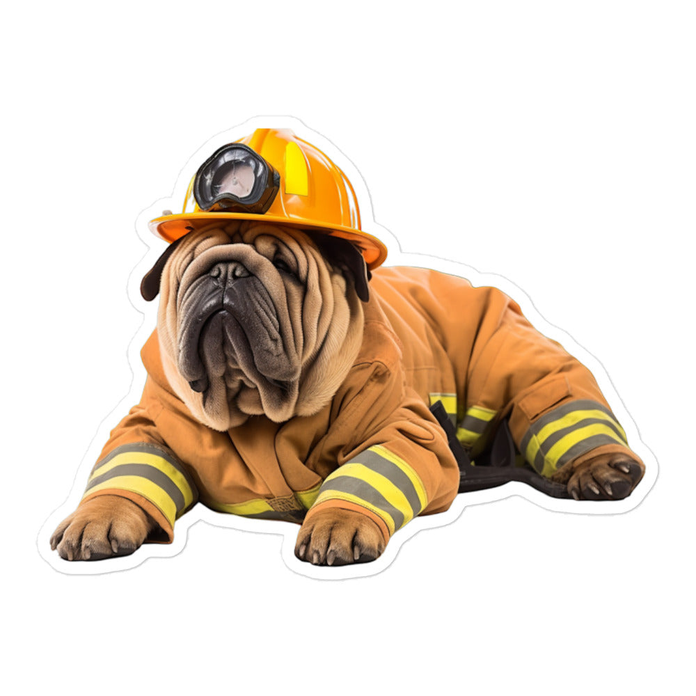 Shar Pei Firefighter Sticker - Stickerfy.ai