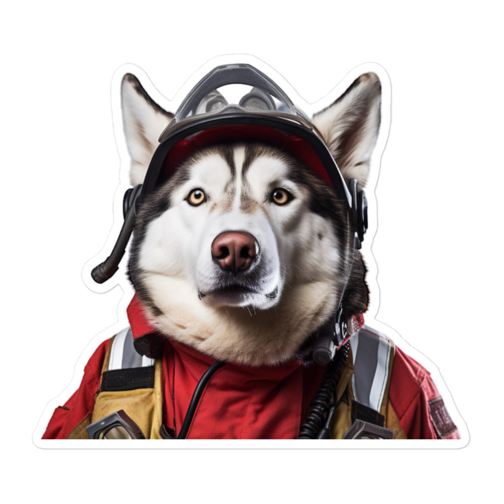 Siberian Husky Firefighter Sticker - Stickerfy.ai