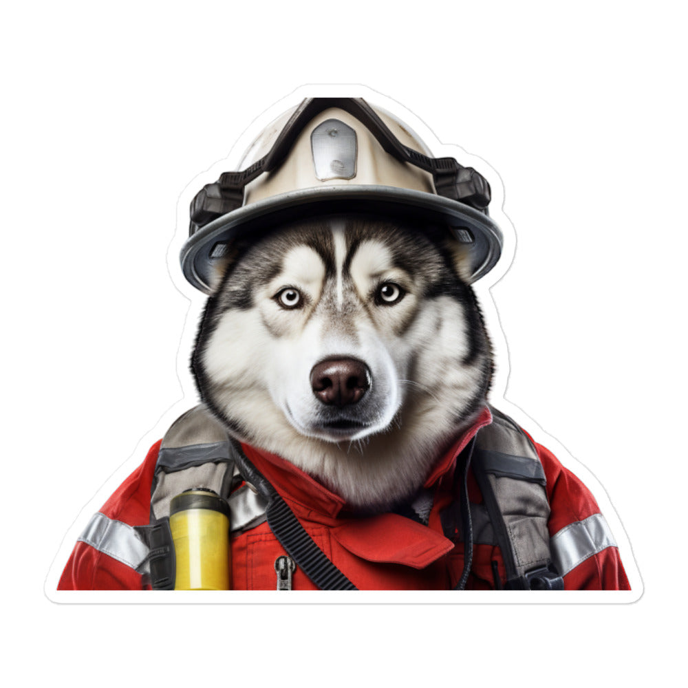 Siberian Husky Firefighter Sticker - Stickerfy.ai