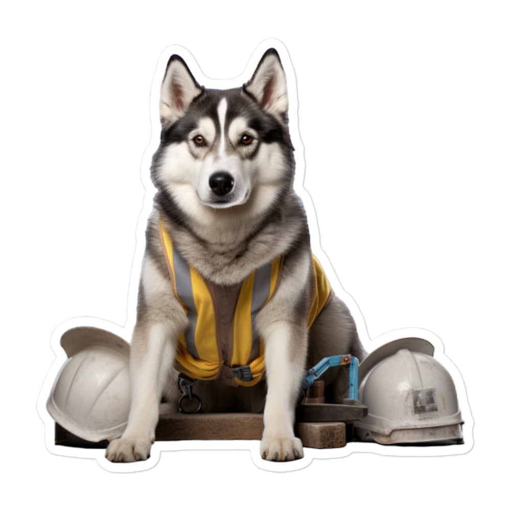 Siberian Husky Contractor Sticker - Stickerfy.ai