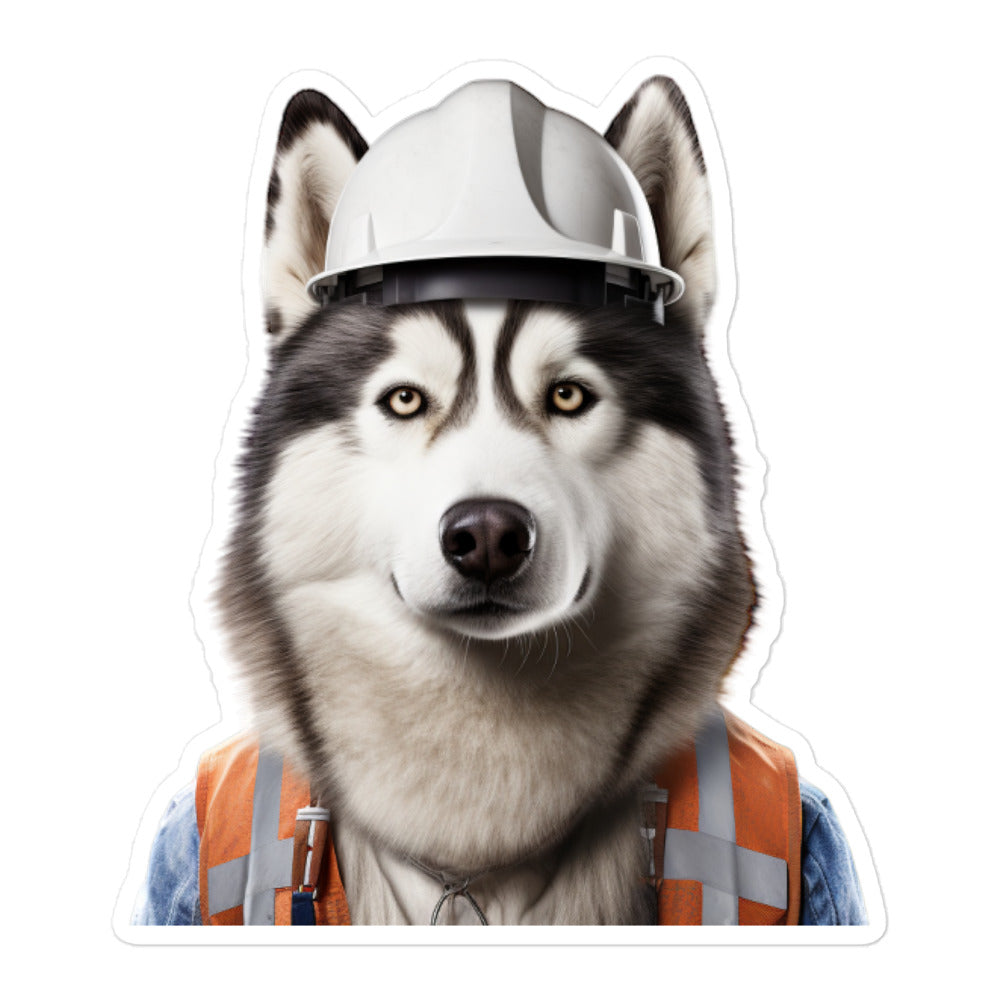 Siberian Husky Contractor Sticker - Stickerfy.ai