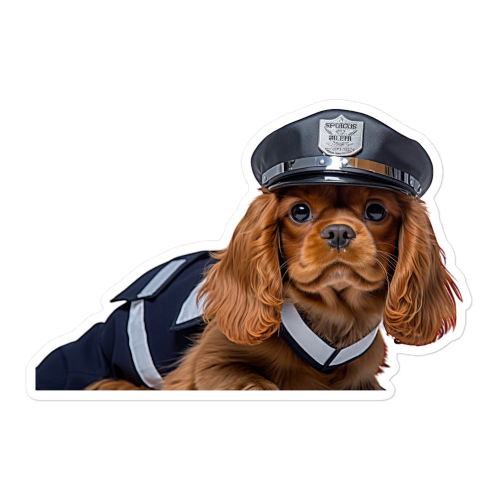 Cavalier King Charles Spaniel Security Officer Sticker - Stickerfy.ai