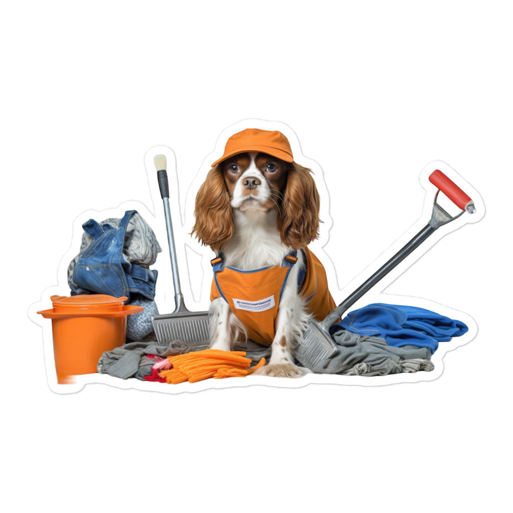 Cavalier King Charles Spaniel Janitor Sticker - Stickerfy.ai