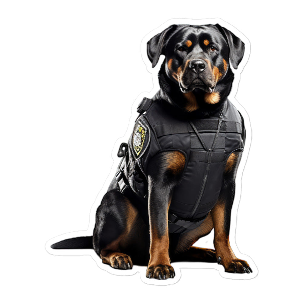 Rottweiler Security Officer Sticker - Stickerfy.ai