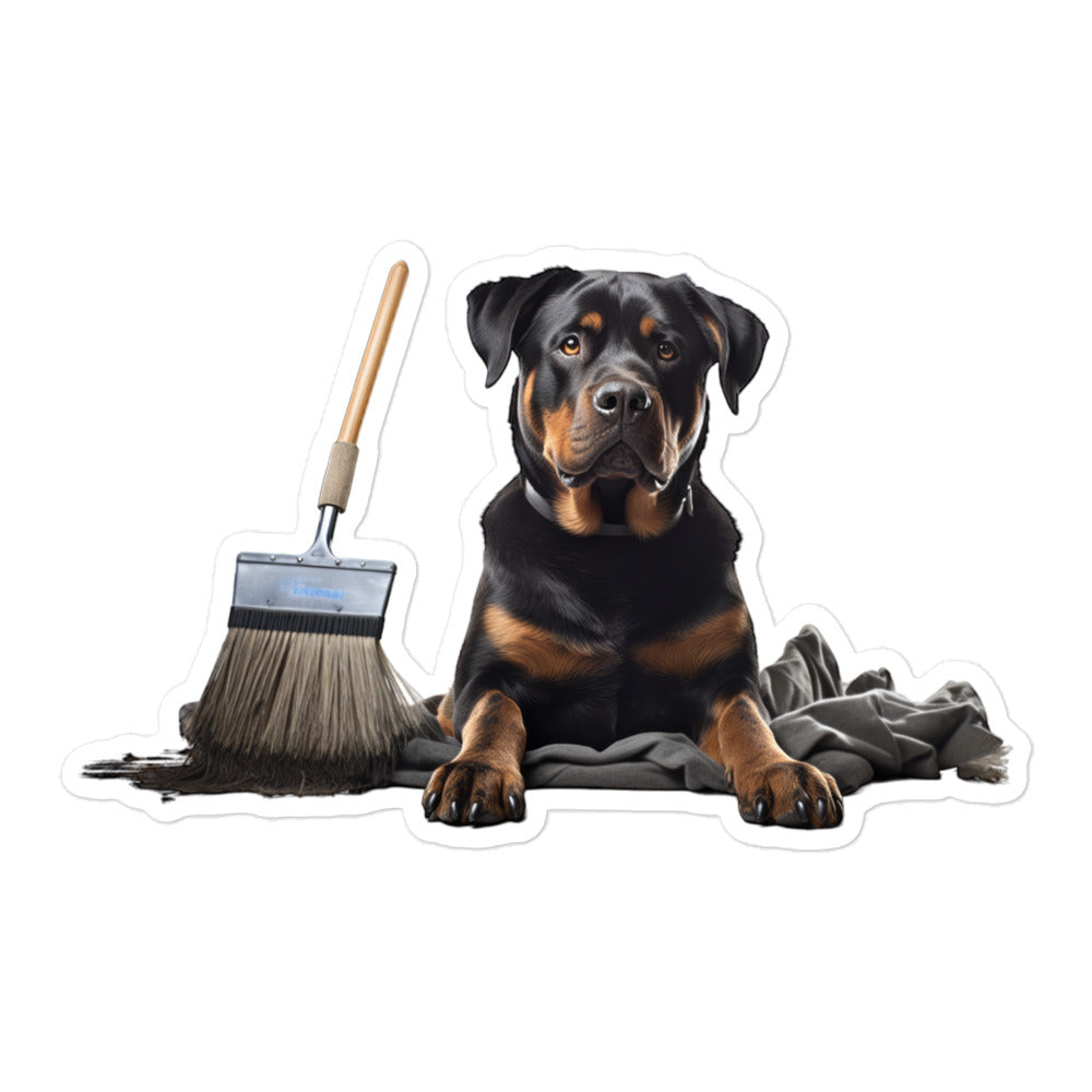 Rottweiler Janitor Sticker - Stickerfy.ai