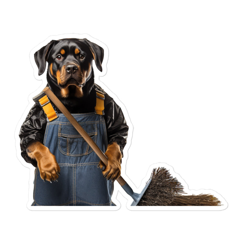 Rottweiler Janitor Sticker - Stickerfy.ai
