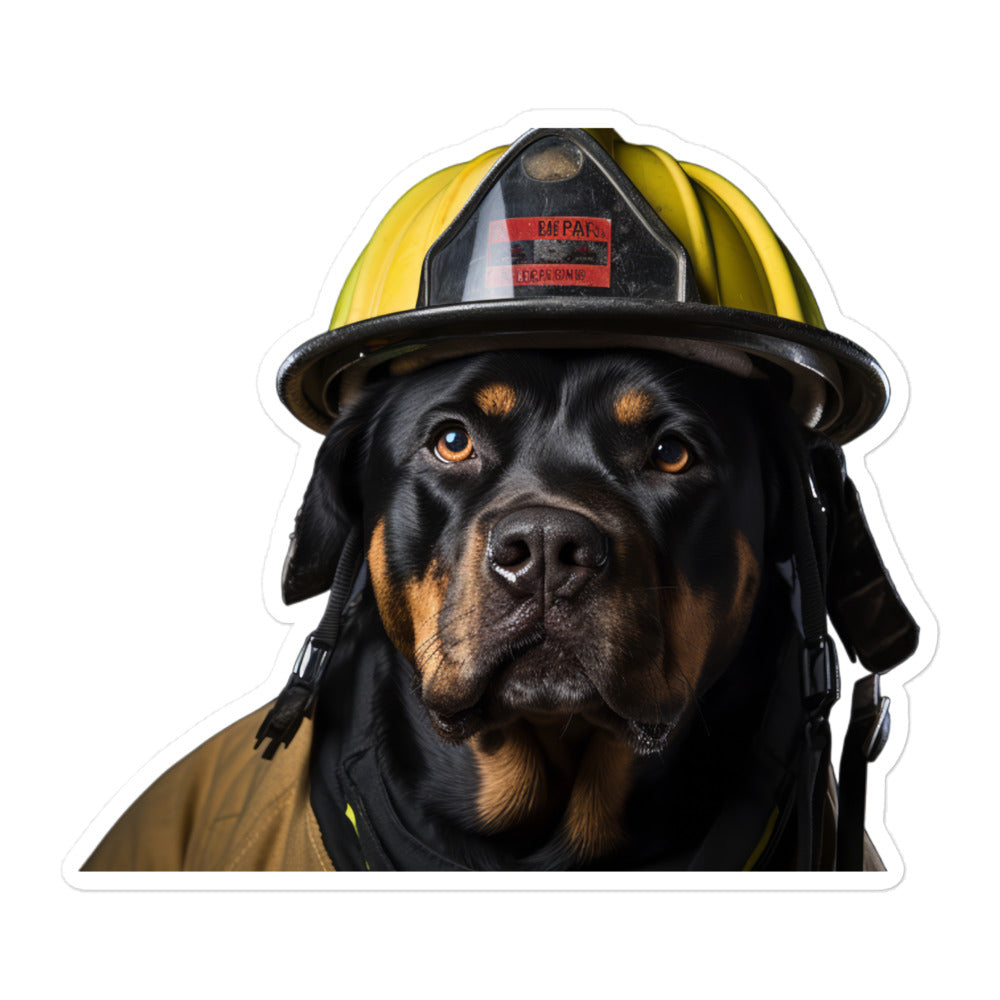 Rottweiler Firefighter Sticker - Stickerfy.ai