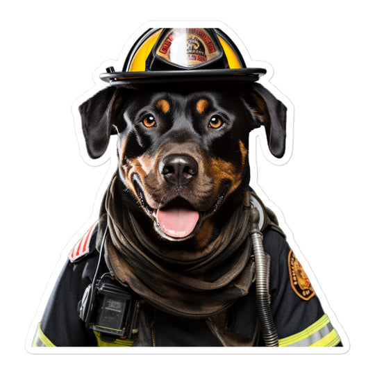 Rottweiler Firefighter Sticker - Stickerfy.ai