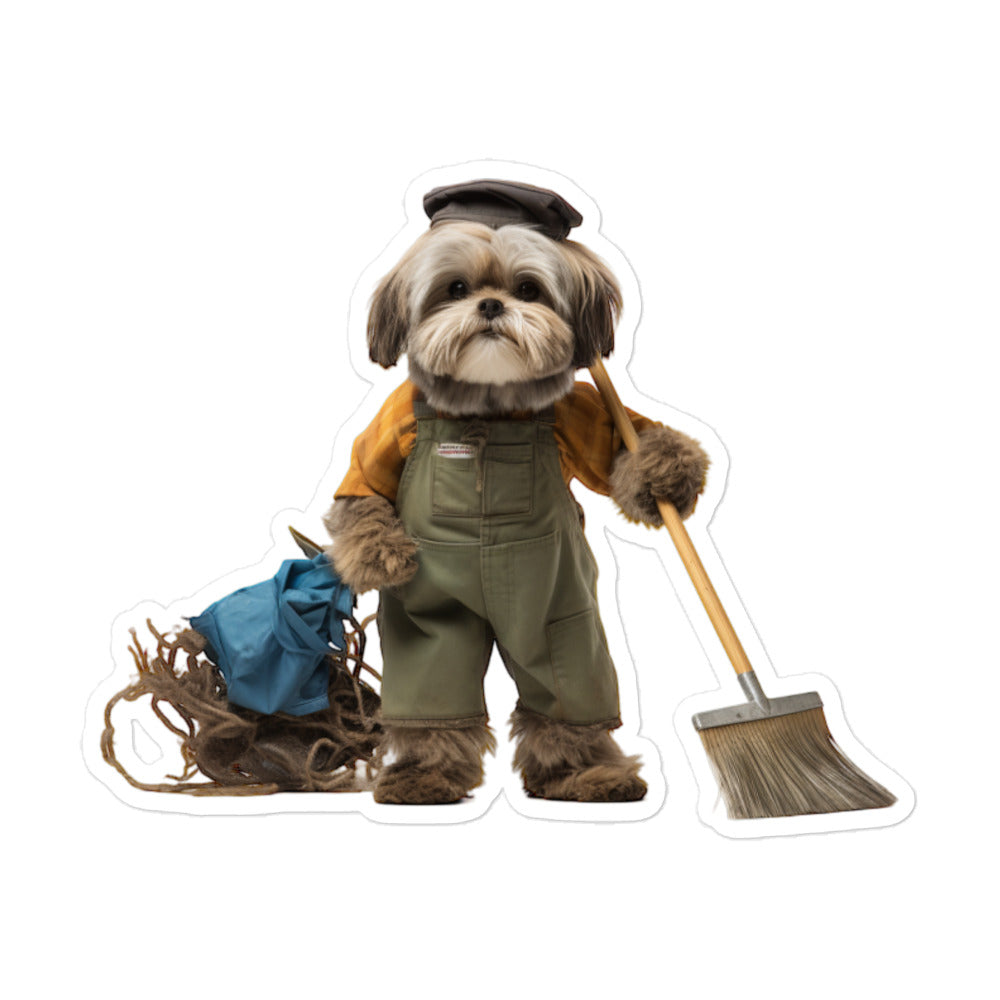 Shih Tzu Janitor Sticker - Stickerfy.ai