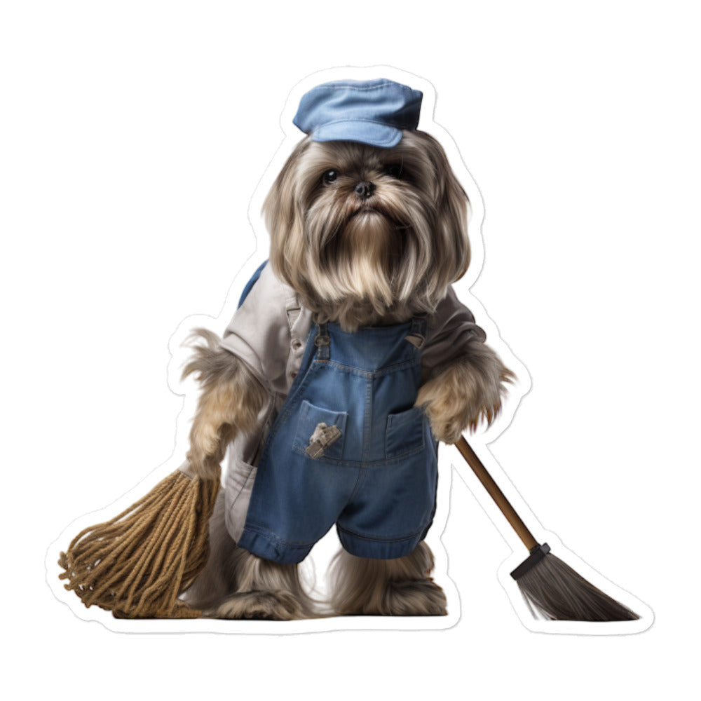 Shih Tzu Janitor Sticker - Stickerfy.ai