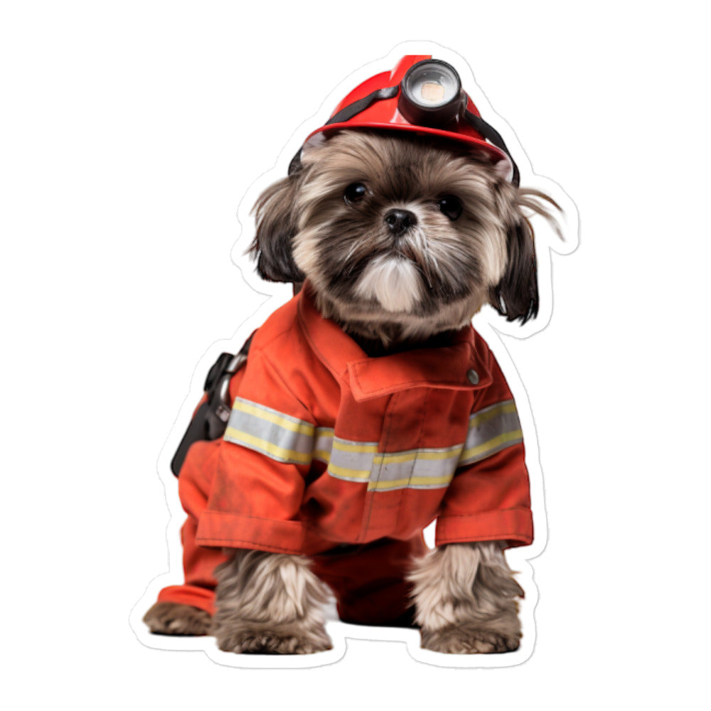 Shih Tzu Firefighter Sticker - Stickerfy.ai