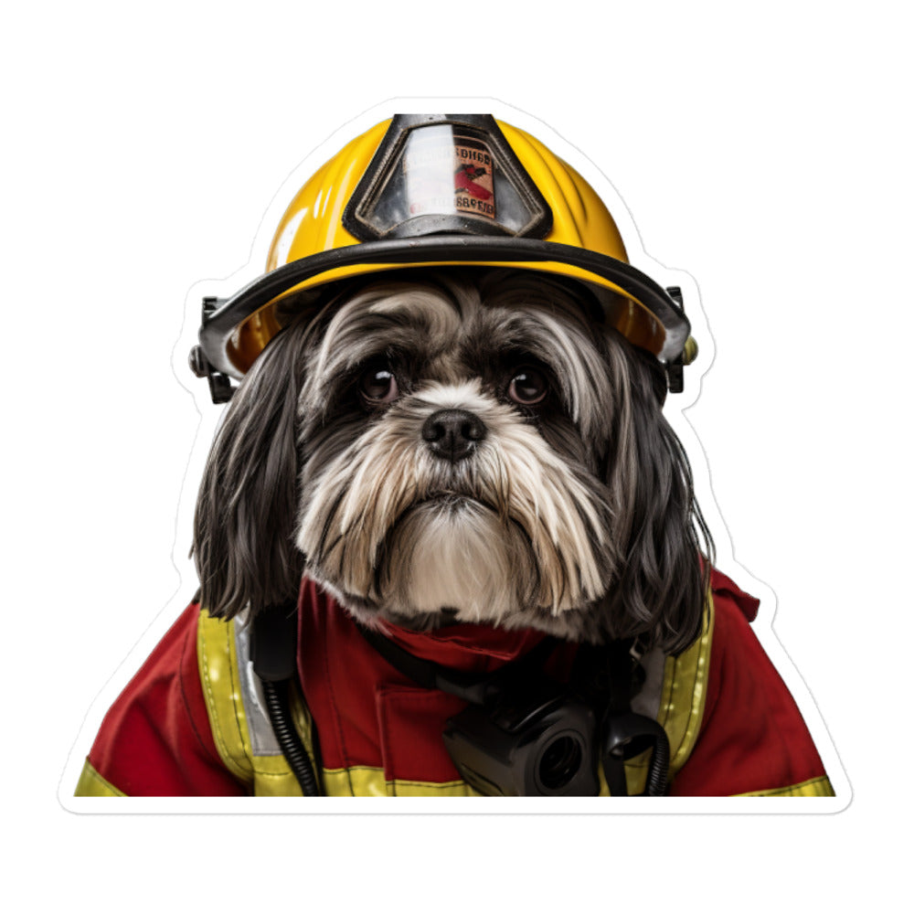 Shih Tzu Firefighter Sticker - Stickerfy.ai