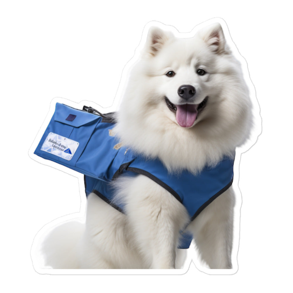 Samoyed Mail Carrier Sticker - Stickerfy.ai