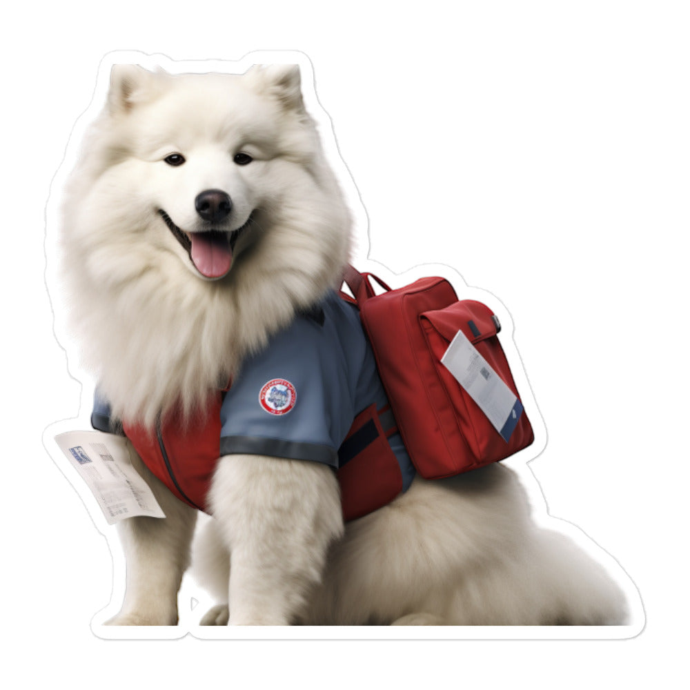 Samoyed Mail Carrier Sticker - Stickerfy.ai