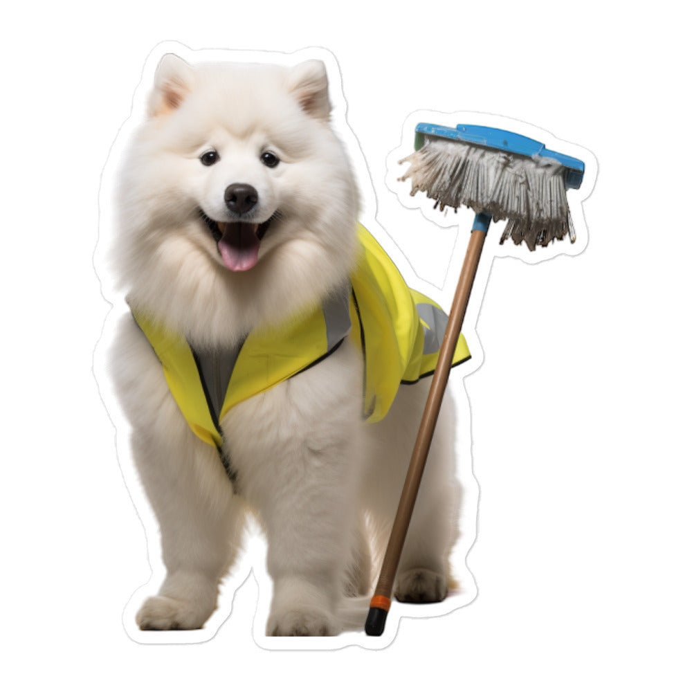 Samoyed Janitor Sticker - Stickerfy.ai