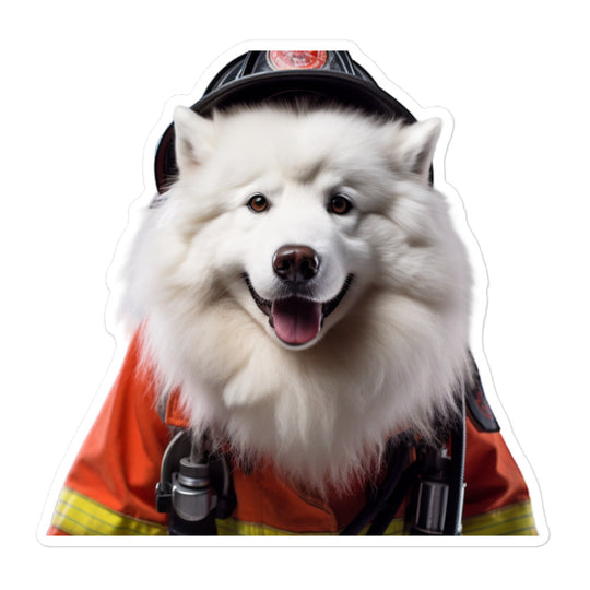 Samoyed Firefighter Sticker - Stickerfy.ai