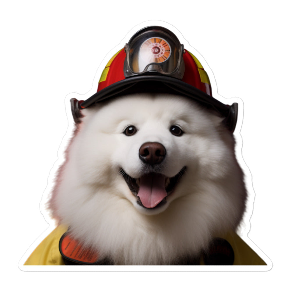 Samoyed Firefighter Sticker - Stickerfy.ai