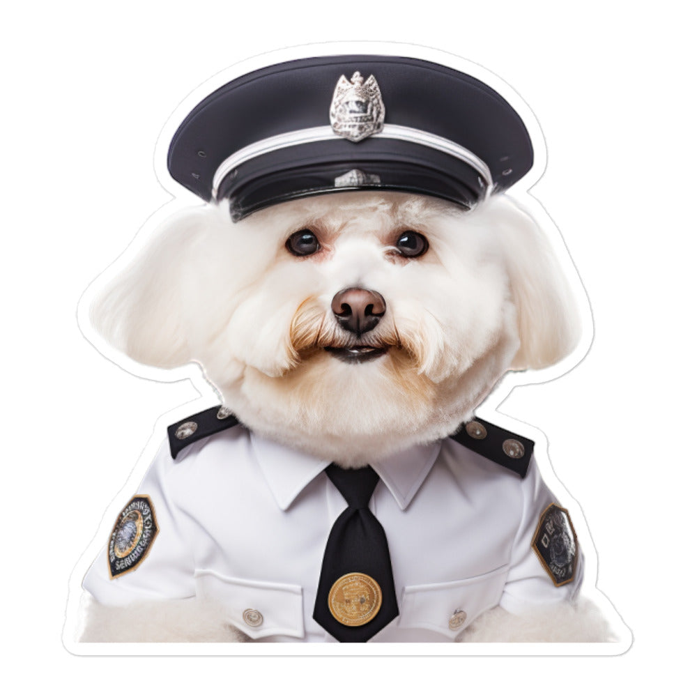 Bichon Frise Security Officer Sticker - Stickerfy.ai