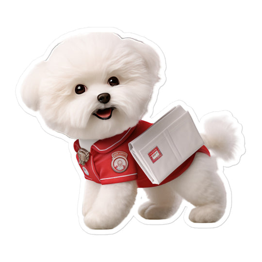 Bichon Frise Mail Carrier Sticker - Stickerfy.ai