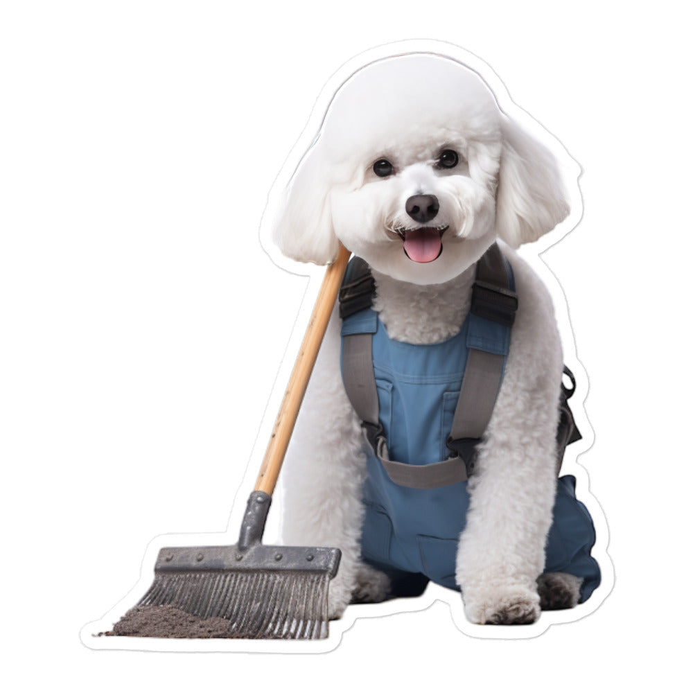 Bichon Frise Janitor Sticker - Stickerfy.ai