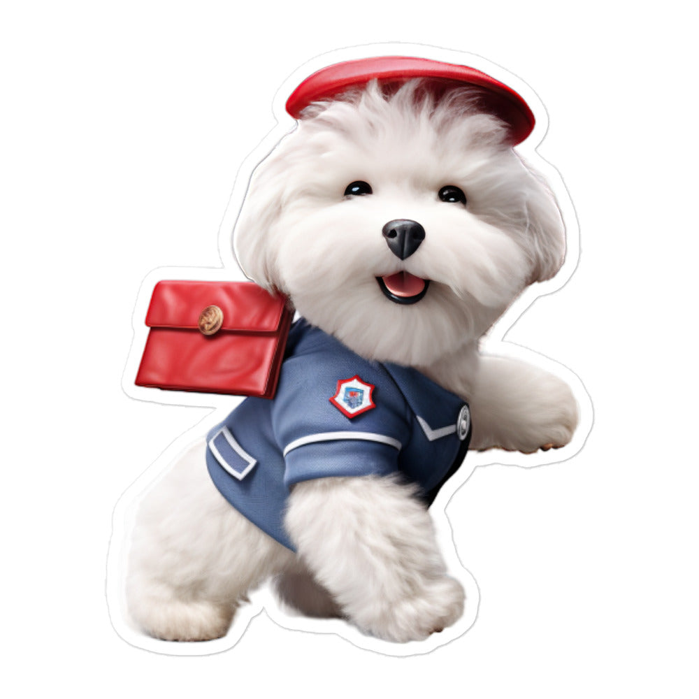 Bichon Frise Mail Carrier Sticker - Stickerfy.ai