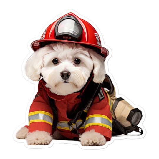 Bichon Frise Firefighter Sticker - Stickerfy.ai